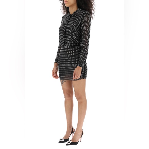 Self-Portrait Black Studded, Embellished Long Sleeve mini dress - size 6 - Picture 3 of 10